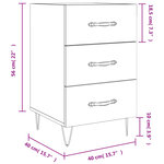 vidaXL Table de chevet gris béton 40x40x66 cm bois d'ingénierie