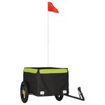vidaXL Remorque de vélo noir et vert 30 kg fer