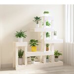 vidaXL Support à plantes Blanc 92x25x97 cm Bois massif de pin