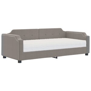 vidaXL Lit de jour avec matelas taupe 90x200 cm tissu