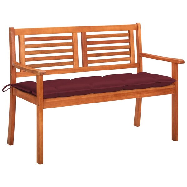 vidaXL Banc de jardin 2 places avec coussin 120 cm Bois d'eucalyptus