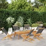 vidaXL Chaises de jardin pliables lot de 6 gris bois d'acacia massif