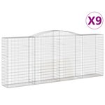 vidaXL Paniers à gabions arqués 9 Pièces 400x50x160/180 cm fer galvanisé