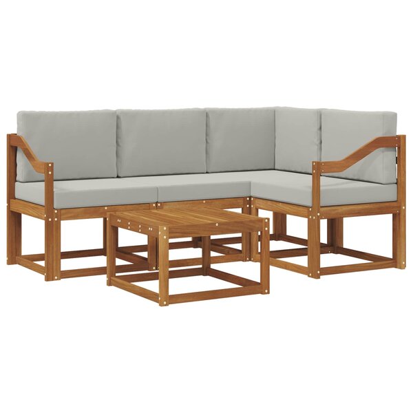 vidaXL Ensemble de canapés d'extérieur 5 pc Naturel et gris clair