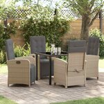 vidaXL Ensemble de salle à manger pour jardin 5 Pièces Beige polyrotin