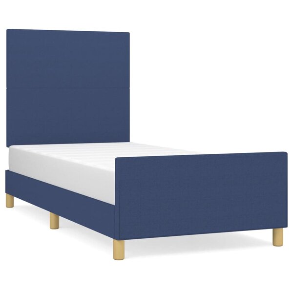 vidaXL Cadre de lit avec tête de lit Bleu 90x200 cm Tissu