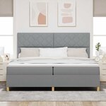 vidaXL Lit à ressorts avec matelas Gris clair 200 x 200 cm tissu