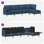vidaXL Canapé modulaire avec rangement 5 Pièces Bleu Tissu