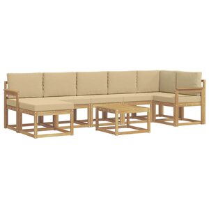 vidaXL Ensemble de canapés d'extérieur 8 pc Blanc et Beige Polyester