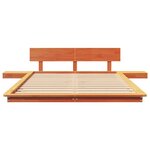 vidaXL Cadre de Lit au Sol avec Tables de Nuit Marron Ciré 135x190cm Bois Massif