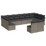 vidaXL Salon de jardin avec coussins 12 Pièces gris résine tressée