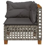 vidaXL Canapé d'angle de jardin avec coussins gris résine tressée
