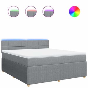 vidaXL Sommier à lattes de lit avec matelas Gris clair 180x200cm Tissu