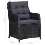 vidaXL Chaises de jardin avec table à thé lot de 2 Résine tressée Noir