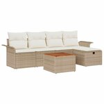 vidaXL Ensemble de canapé de jardin 6 Pièces Beige Poly rotin