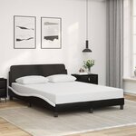 vidaXL Cadre de lit Dover noir et blanc 140x190 cm similicuir