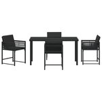 vidaXL Ensemble de salle à manger de jardin 5 pièces avec coussins en polyrotin noir