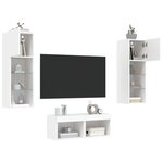 vidaXL Meuble TV muraux 4 Pièces avec lumières LED blanc