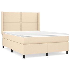 vidaXL Sommier à lattes de lit avec matelas Crème 140x190 cm Tissu