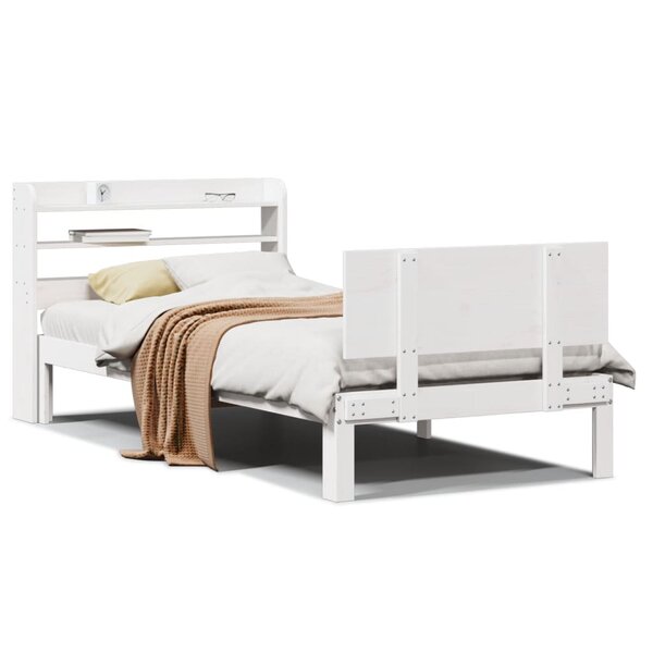 vidaXL Cadre de lit avec tête de lit sans matelas blanc 75x190 cm