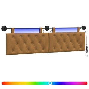 vidaXL Tête de lit suspendue Avec lumière LED Marron Velours