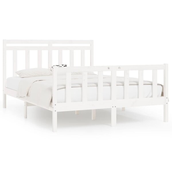 vidaXL Cadre de lit Blanc Bois de pin massif 160x200 cm