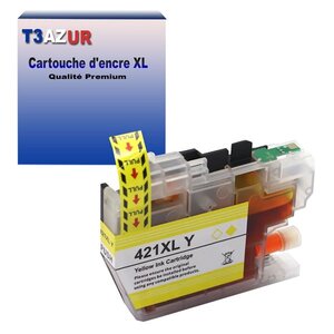 T3AZUR- Cartouche compatible avec Brother LC421 XL pour Brother DCP-J1050DW DCP-J1140DW DCP-J114DW DCP-J1800DW Jaune