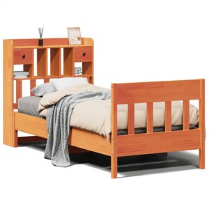 vidaXL Cadre de lit sans matelas cire marron 90x200 cm bois pin massif