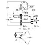 GROHE Mitigeur lavabo monocommande Eurostyle Cosmopolitan 23043003 - Bec tube pivotant - Limiteur de débit - Chrome - Taille L