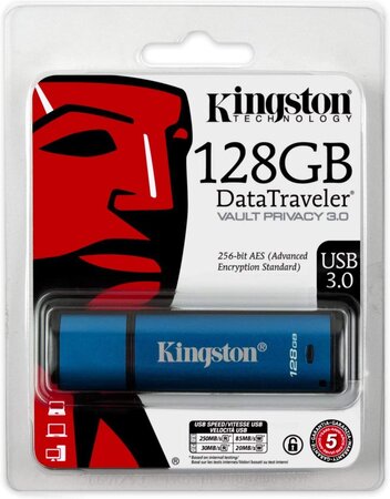 Clé USB 3.0 sécurisée Kingston DataTraveler Vault Privacy 3.0 - 128Go