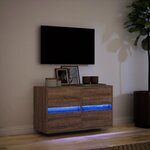 vidaXL Meuble TV mural avec lumières LED chêne marron 80x31x45 cm