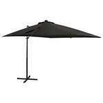 vidaXL Parasol de jardin en porte-à-faux et mât et lumières LED noir