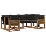 vidaXL Ensemble de canapés d'extérieur 6 pc Naturel et noir
