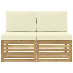 vidaXL 2 Pièce Sofa de milieu extérieur Bois d'Acacia Massif Blanc