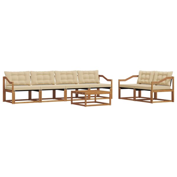 vidaXL Ensemble de canapés d'extérieur 7 Pièces Naturel et Beige
