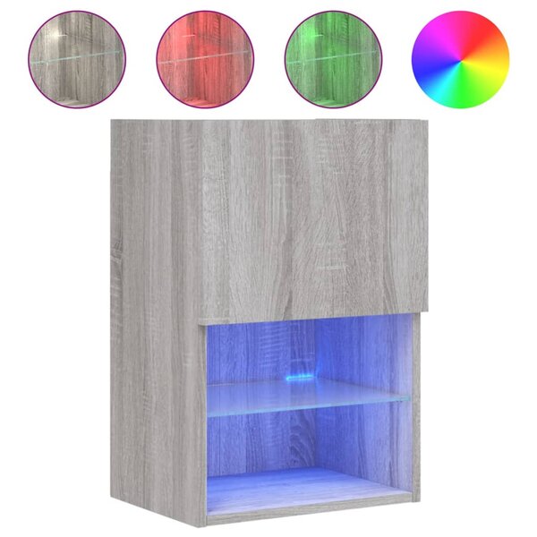 vidaXL Meuble TV avec lumières LED sonoma gris 40 5x30x60 cm