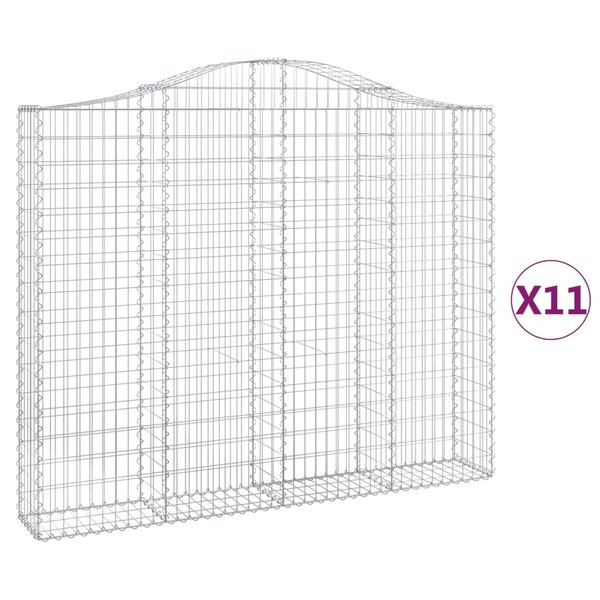 vidaXL Paniers à gabions arqués 11 Pièces 200x30x160/180 cm Fer galvanisé