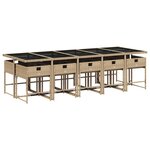 vidaXL Ensemble à manger de jardin et coussins 11 Pièces beige poly rotin