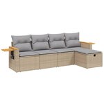 vidaXL Salon de jardin avec coussins 5Pièces mélange beige résine tressée