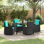 vidaXL Ensemble de jardin 5 pièces en poly rattan noir