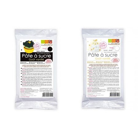 Pâte à sucre noire 250 g & blanche 250 g