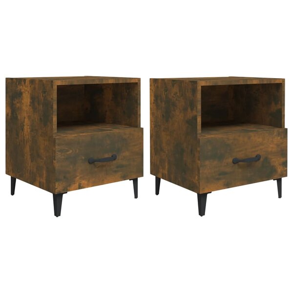vidaXL Tables de chevet 2 Pièces Chêne fumé Bois d'ingénierie