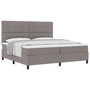 vidaXL Lit à ressorts avec matelas Taupe 200 x 200 cm tissu