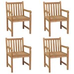 vidaXL Chaises de jardin lot de 4 et coussins beige bois teck solide