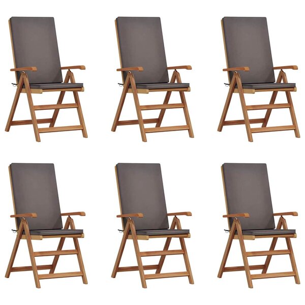 vidaXL Chaise de jardin 6 pc Marron et gris Bois de teck massif