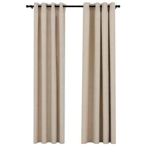 vidaXL Rideaux occultants aspect lin avec œillets 2Pièces beige 140x245cm