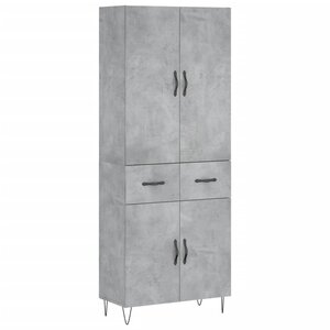 vidaXL Buffet haut Gris béton 69 5x34x180 cm Bois d'ingénierie