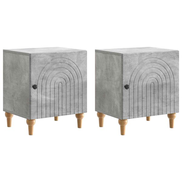 vidaXL Cabinet de chevet 2 pc Gris béton 43 x 34 5 x 50 cm