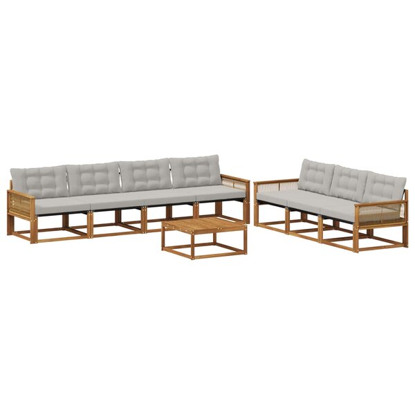 vidaXL Ensemble de canapés d'extérieur 8 Pièces Naturel et gris clair