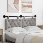 vidaXL Tête de lit suspendue Avec lumière LED Gris clair Velours
